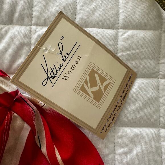 Vintage KATHIE LEE WOMAN Skirt 26W Red Abstract Floral Maxi Deadstock Retro - Picture 2 of 11